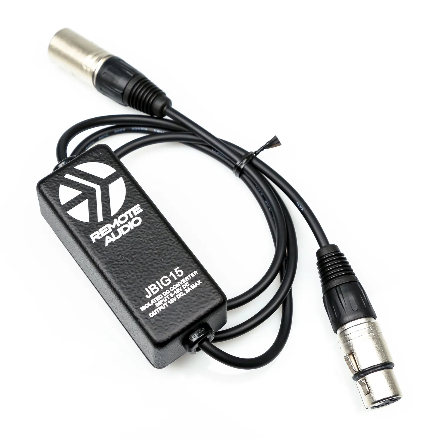 Remote Audio Big Juicer JBIG15 DC Power Converter: The converter and its cable from the side.