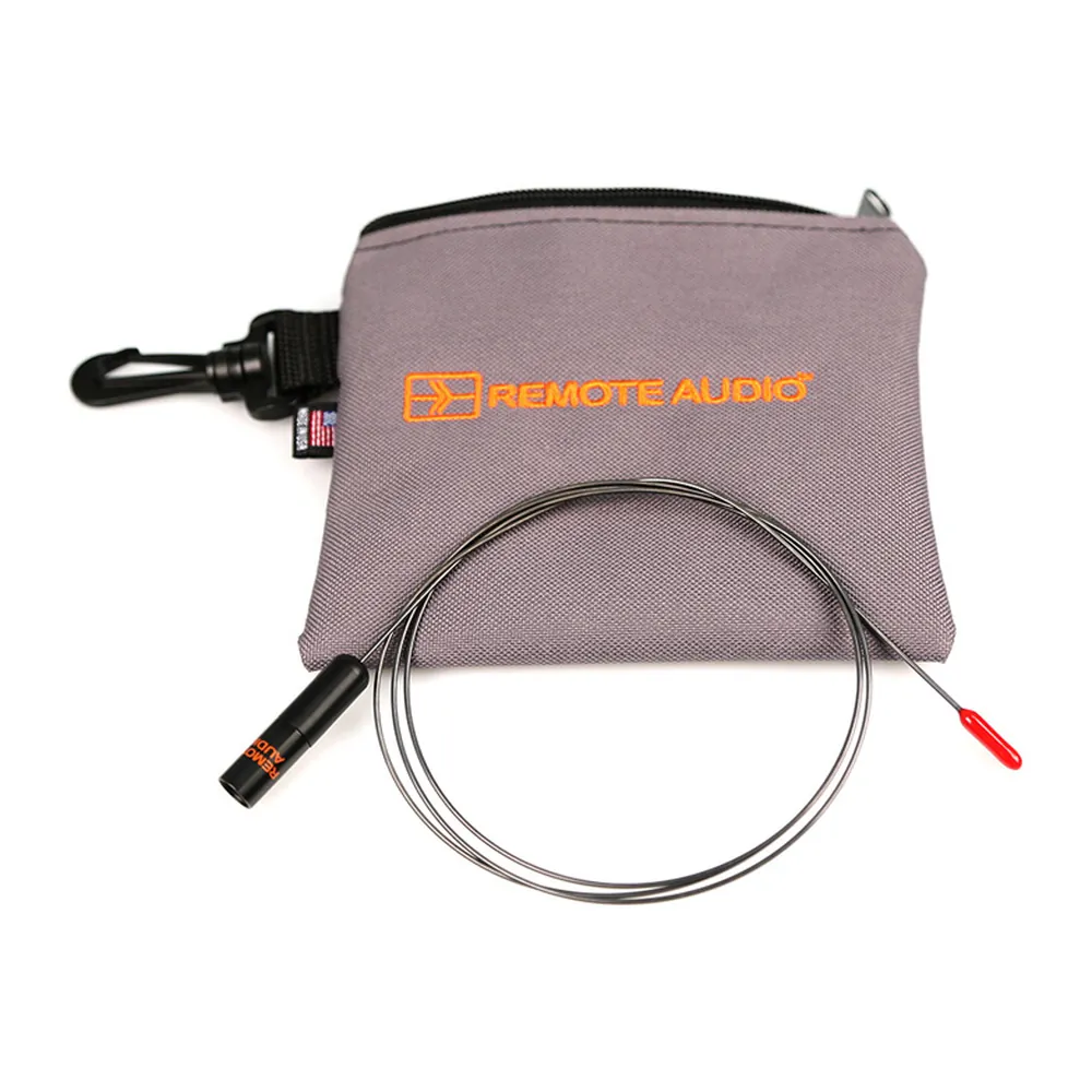Remote Audio Lav Snake: Lav Snake coiled with its zippered pouch.