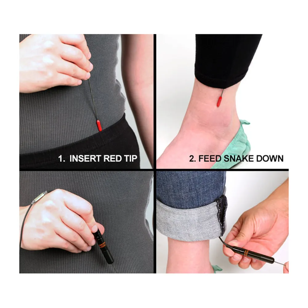 Remote Audio Lav Snake: Feeding the Lav Snake through clothing, step by step.