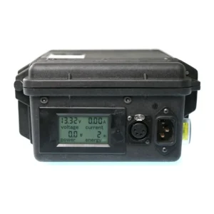 Remote Audio LiFe Box Battery System - LiFe Box 20C: The LiFe Box 20C's meter, 4-pin XLR, and AC mains connector.