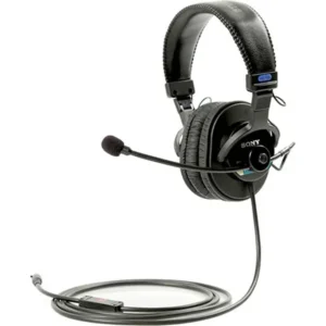 Remote Audio MDR7506HSS-S Talkback Headset, Boom Mic (Straight Cable): The headset with its boom mic and straight cable.