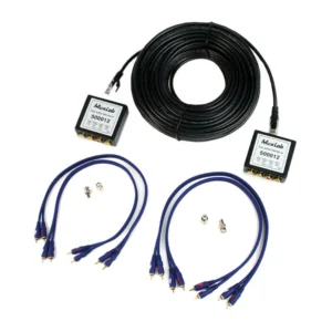 Remote Audio MXLBKIT Video Assist Kit: The two Muxlab baluns with their phono cables, BNC adapters, and CAT5e cable.