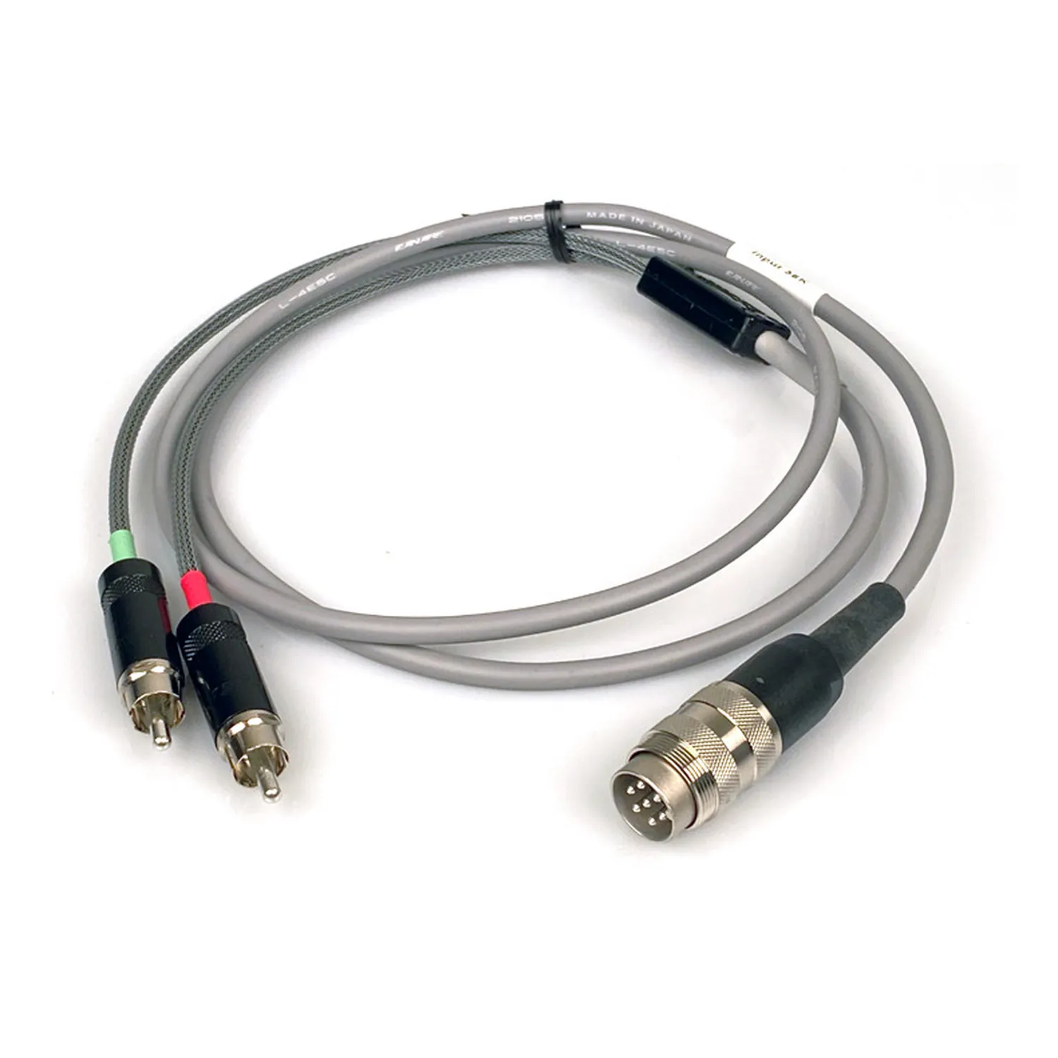Remote Audio NAGSIR Stereo Nagra RCA to Tuchel Input Cable, 56k: The cable with its two RCA plugs and 7-pin Tuchel.