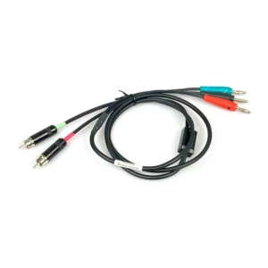 Remote Audio NAGSOBR Stereo Nagra Banana to RCA Output Cable: The cable with its three banana plugs and two RCA plugs.