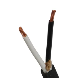 Remote Audio PF14/2 Powerflex 14AWG DC Power Cable (Per Foot): The cable's two 14AWG conductors and outer jacket.