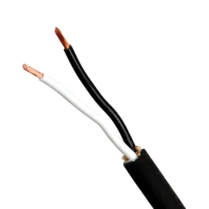 Remote Audio PF18/2 Powerflex 18AWG DC Power Cable (Per Foot): The cable's two 18AWG conductors and black outer jacket.