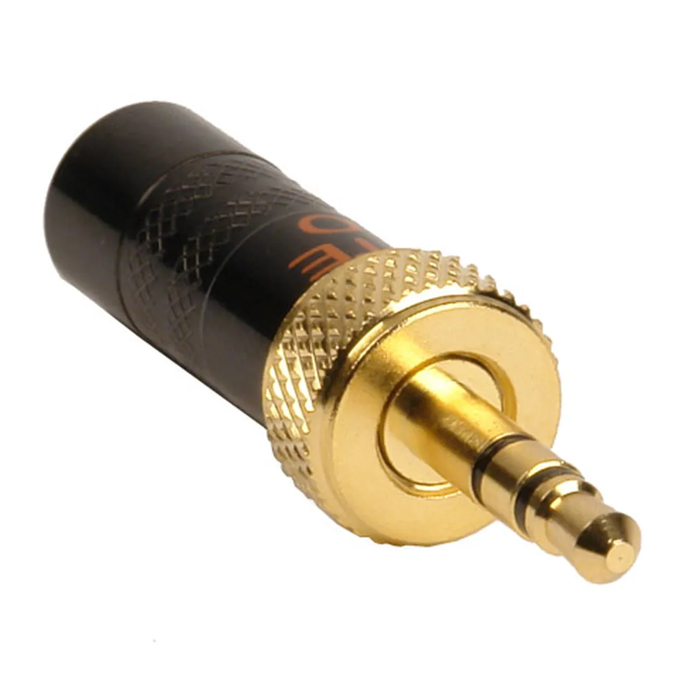 Remote Audio SENN18TRSM 3.5mm TRS Locking Plug for Sennheiser: The gold locking collar and 3.5 mm tip.