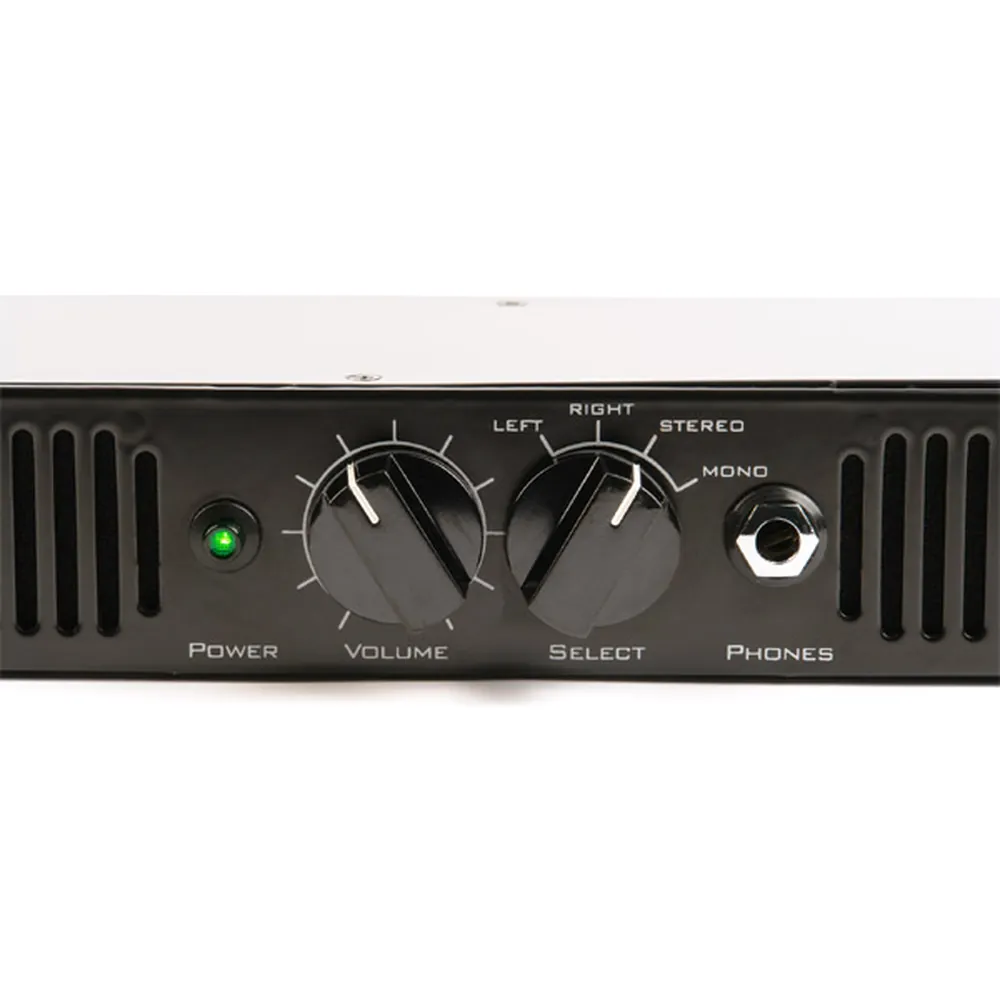 Remote Audio SpeakEasy R1 Rack-Mount Stereo Speaker System: Front panel power, volume, source select, and headphone jack.