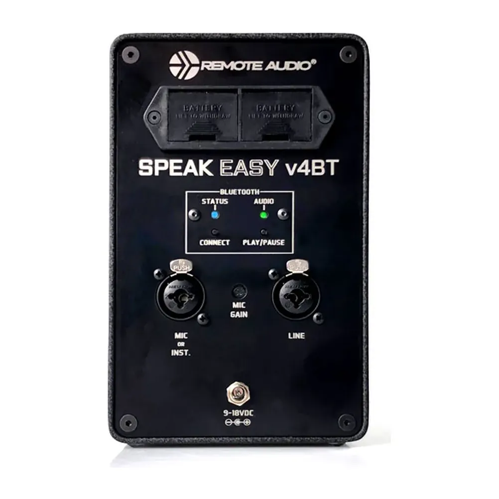 Remote Audio SpeakEasy v4BT Battery-Powered Speaker with Bluetooth: Rear panel face on.