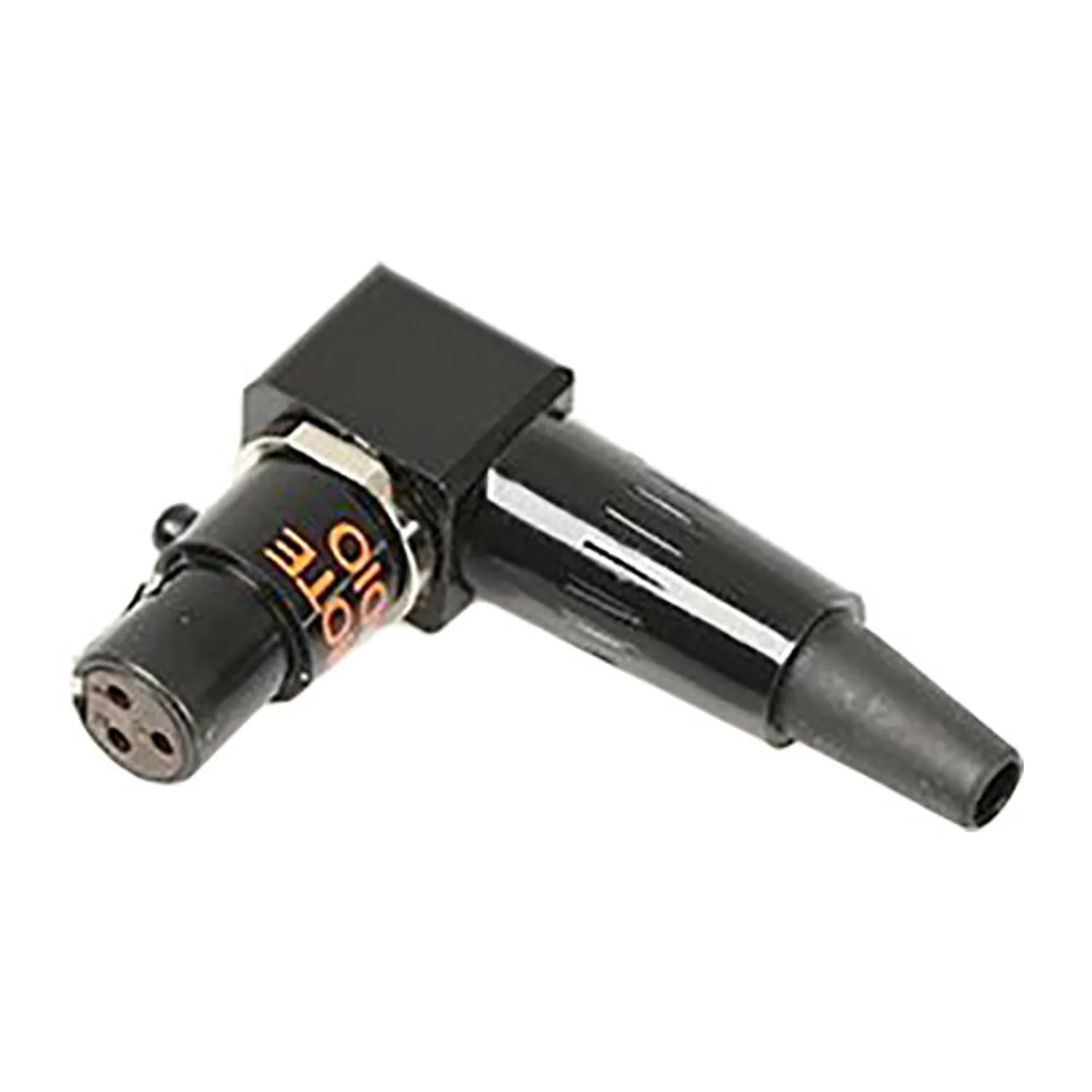 Remote Audio TA3F-RA-B 3-Pin TA Mini-XLR Right-Angle Female Connector: The right-angle 3-pin TA female connector.