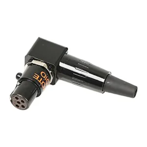 Remote Audio TA4F-RA-B 4-Pin TA Mini-XLR Right-Angle Female Connector: A right-angle TA female connector with its locking index.