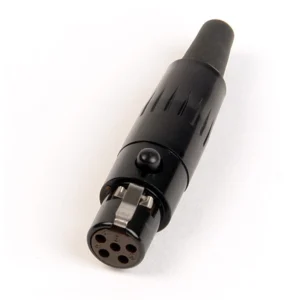 Remote Audio TA5F-B 5-Pin TA Mini-XLR Female Connector: The TA5F connector's five-pin face and black housing.