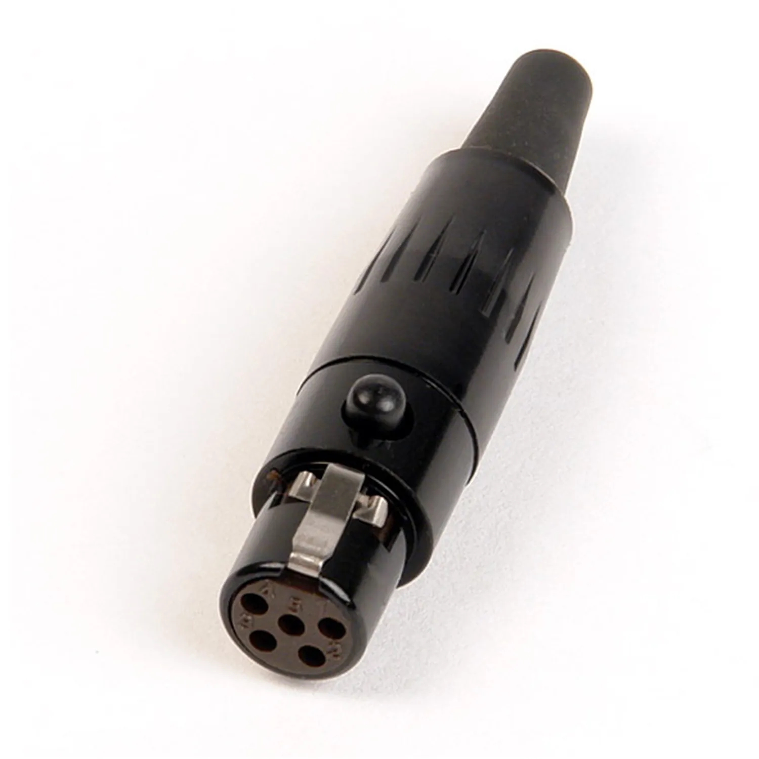 Remote Audio TA5F-B 5-Pin TA Mini-XLR Female Connector: The TA5F connector's five-pin face and black housing.