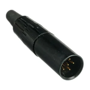 Remote Audio TA5M-B 5-Pin TA Mini-XLR Male Connector: The black 5-pin TA male connector with gold contacts.