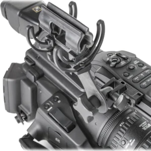 Rycote Softie Lyre Mount (with MHR), the mount on a camera's top handle, seen from the rear.