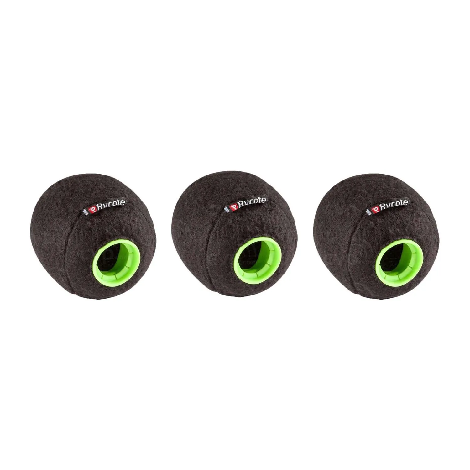 Rycote Baseball Windscreen: Three Baseball windscreens for 21/22 mm mics with green grommets.