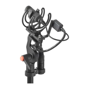 Rycote Mono Extended Ball Gag MZL Suspension, a black Lyre suspension holding a compact microphone capsule with the MZL Connbox and cable (microphone not included).