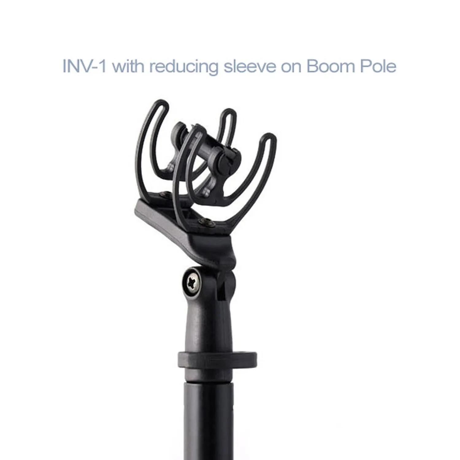 Rycote InVision Shock Mount - INV-1: INV-1 with a reducing sleeve on a boom pole.
