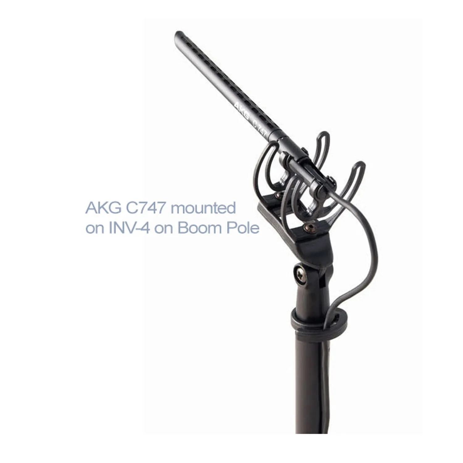 Rycote InVision Shock Mount - INV-4: INV-4 holding an AKG C747 on a boom pole.
