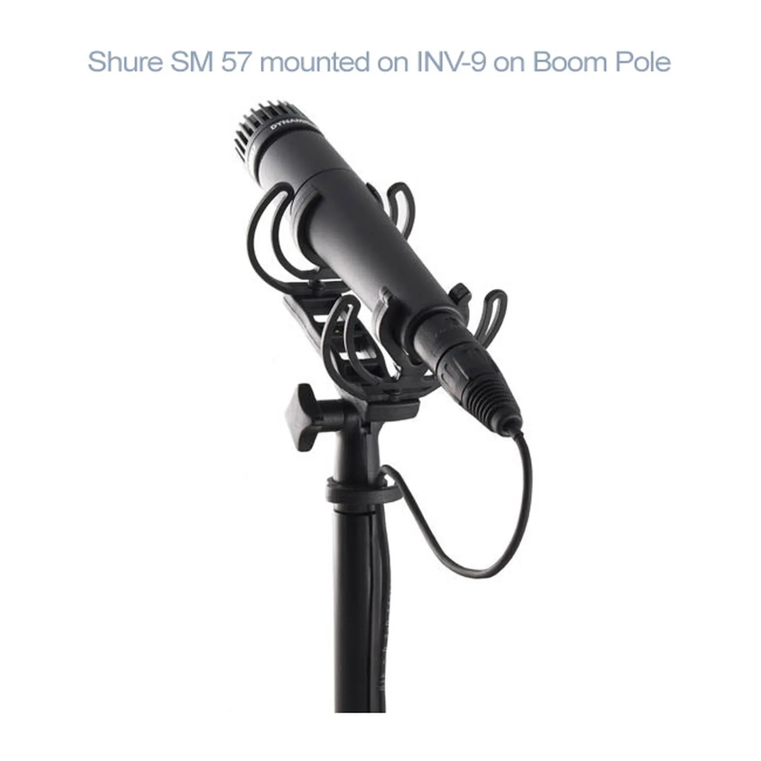 Rycote InVision Shock Mount - INV-9: INV-9 holding a Shure SM57 on a boom pole.