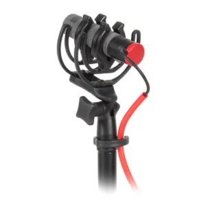 Rycote InVision INV-6 Soft Shock Mount: The mount holding a mic with its cable.