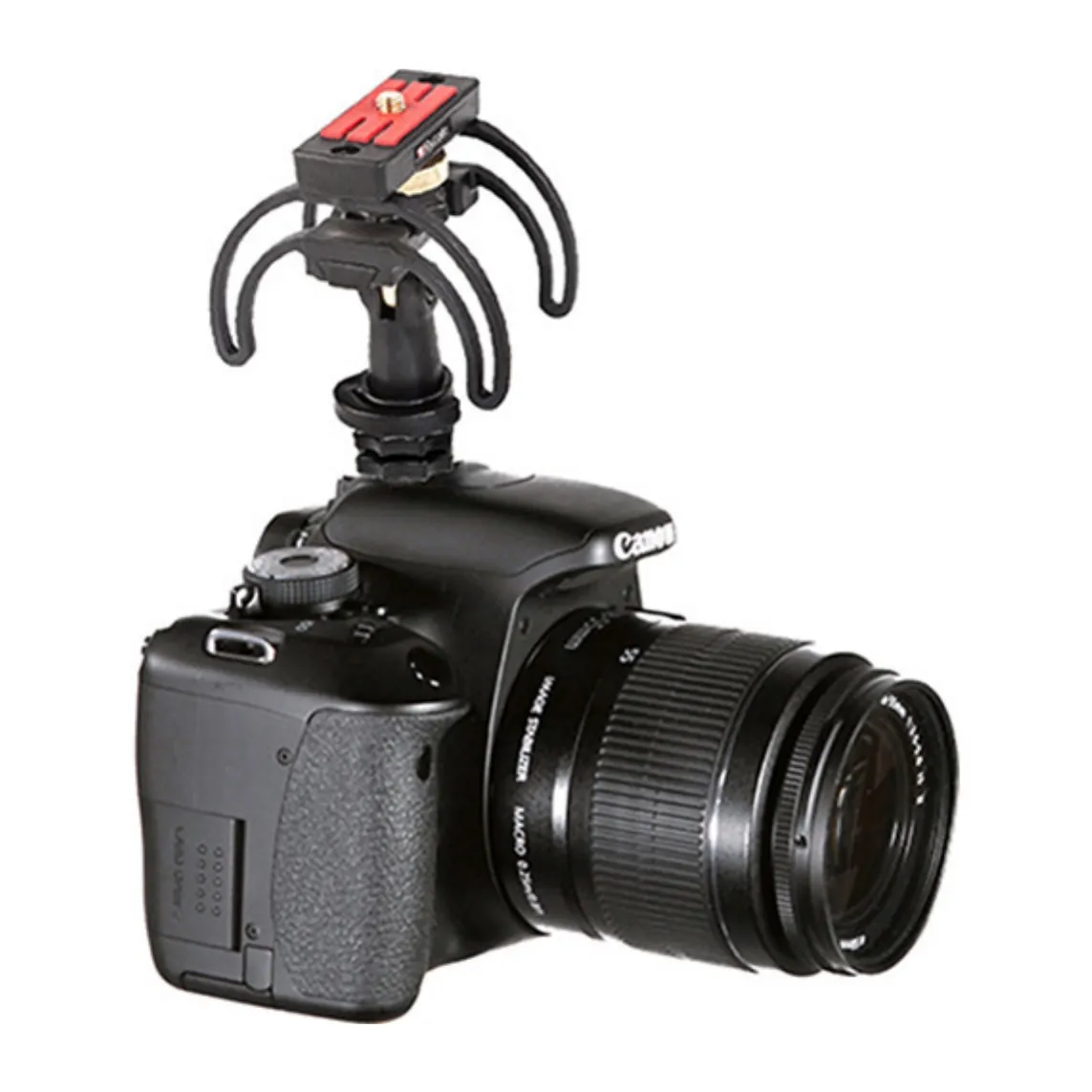 Rycote Portable Recorder Suspension: The suspension on a camera's hot shoe.