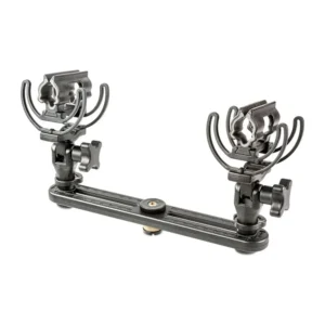 Rycote InVision Stereo Pair Kit: Two InVision mounts on the slotted stereo bar.