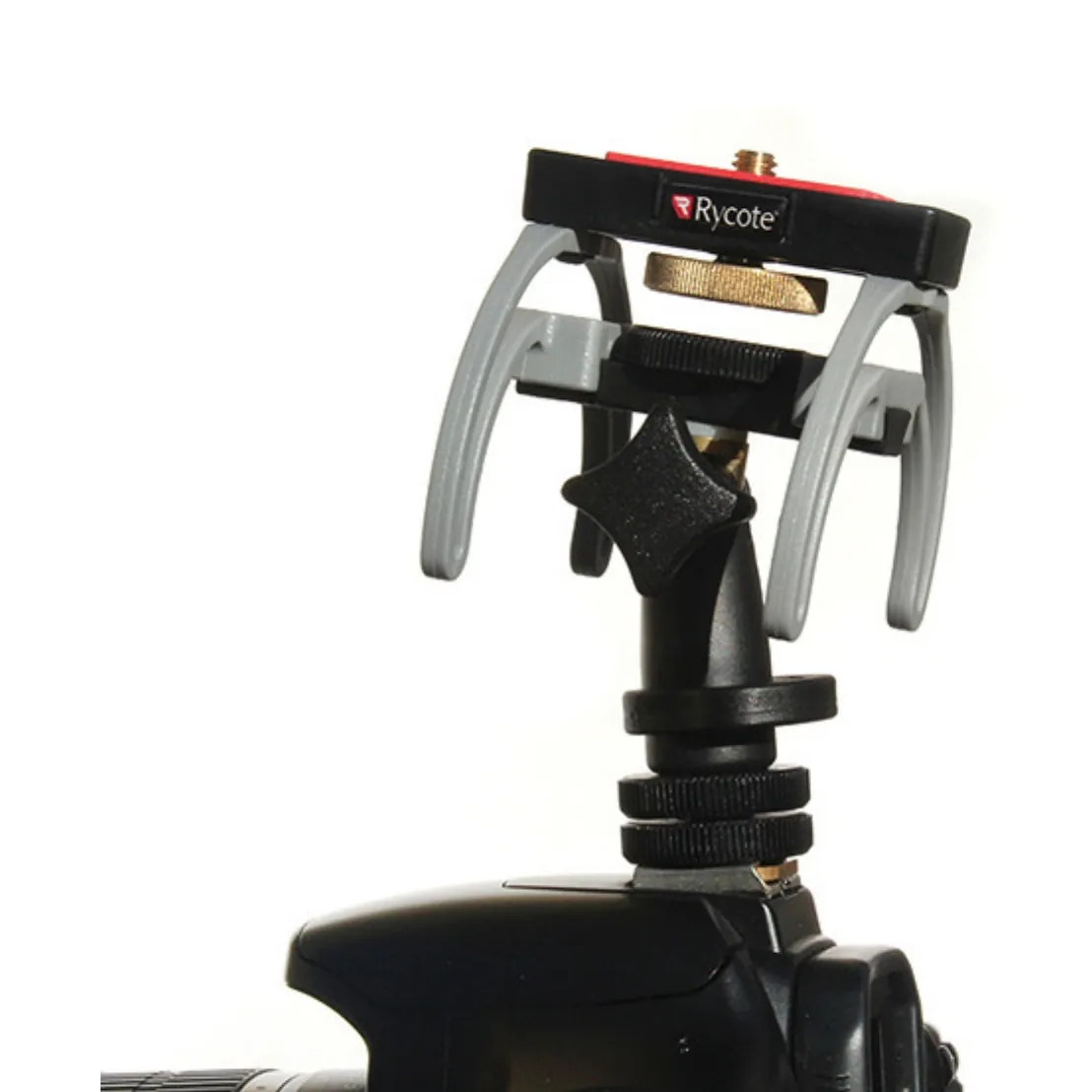 Rycote Portable Recorder Suspension HD: The suspension on a camera.