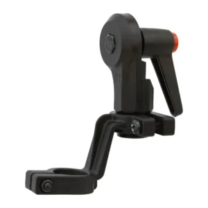 Rycote Boom Pole Adapter (with Ratchet Lever and XLR Holder): The black boom adapter with its ratchet lever and XLR holder.