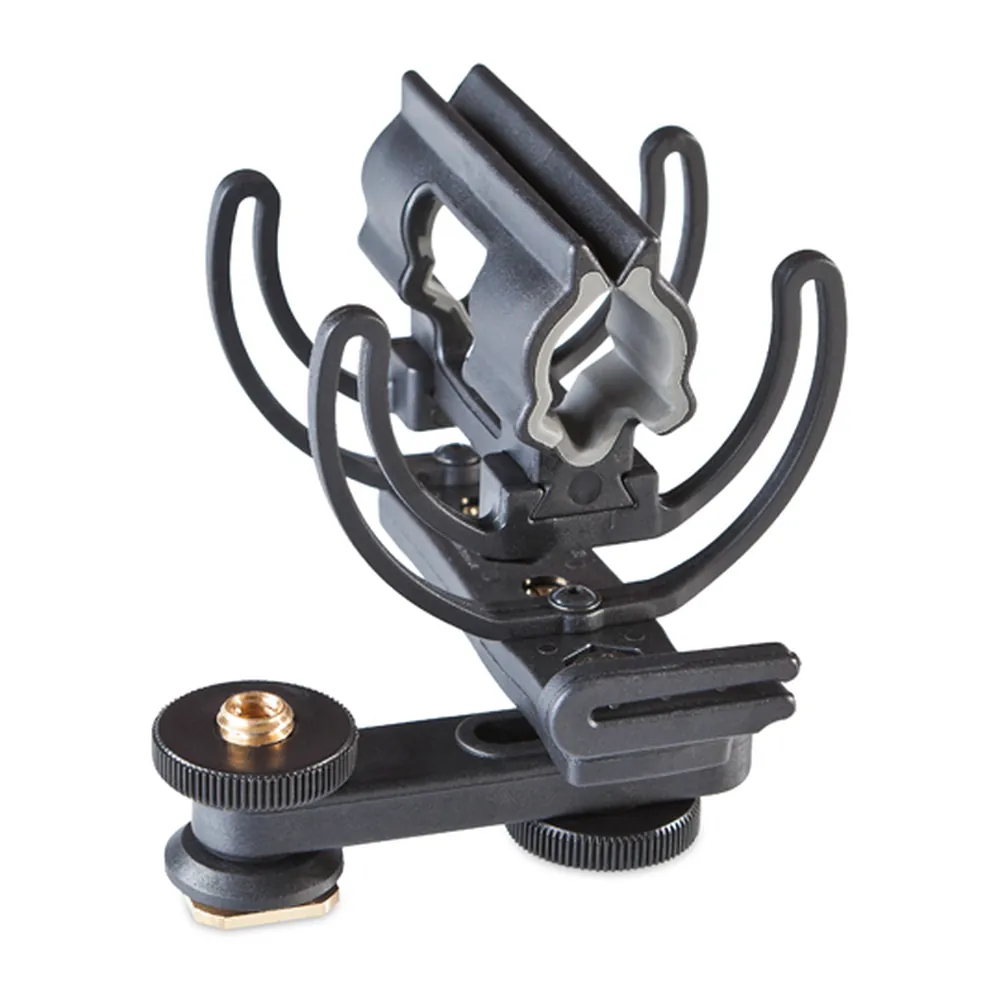 Rycote InVision Video Hot Shoe Mount: The mount holding a shotgun mic.