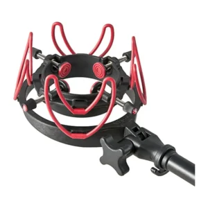 Rycote InVision USM-L Universal Studio Mount Lite: InVision USM-L with its red Lyres on a stand.
