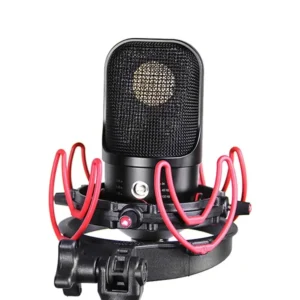Rycote InVision USM VB-L Universal Studio Mount XXL: Red Lyre suspension holding a large-diaphragm microphone (microphone not included).