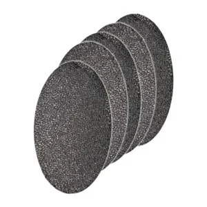 Rycote InVision Universal Pop Filter Foam (5-Pack): Five oval black foam inserts fanned out in a row.