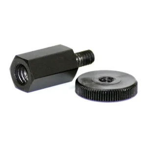 Rycote Thread Adaptor (3/8" Female to 1/4" Male), the black hex-bodied thread adaptor with its threaded stud and knurled locking wheel.