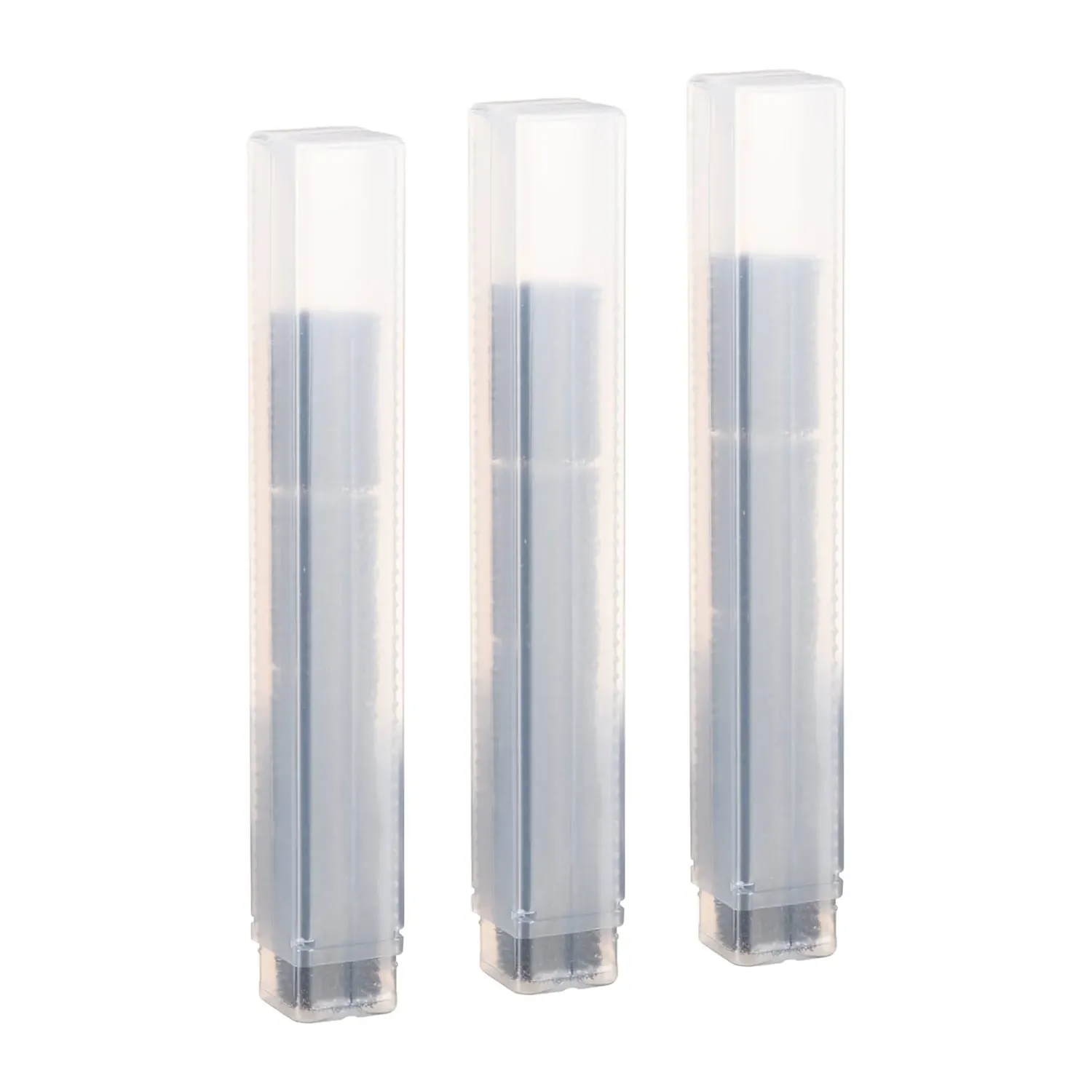 Rycote Mic Tubes, Long (Pack of 3): Three clear long mic tubes standing upright.