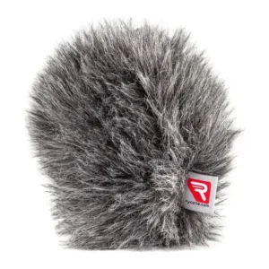 Rycote Baseball Windjammer for Rycote Baseball: A round gray fur cover with a red Rycote tag.