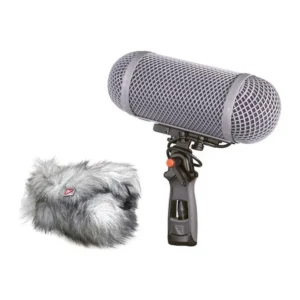 Rycote Modular Windshield WS 1 Kit, the WS 1 kit: basket on its pistol grip with the Windjammer beside it.