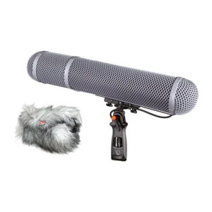 Rycote Modular Windshield WS 6 Kit: WS 6 basket on its pistol grip with the Windjammer beside it.
