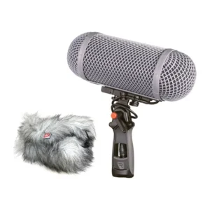 Rycote Modular Windshield WS 1 Kit MZL for Sennheiser MKH 8060: Modular windshield on its pistol grip with the Windjammer beside it.