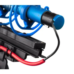 Rycote MiniCMIT Modular Windshield Kit: The blue Lyres and XLR end cap up close.