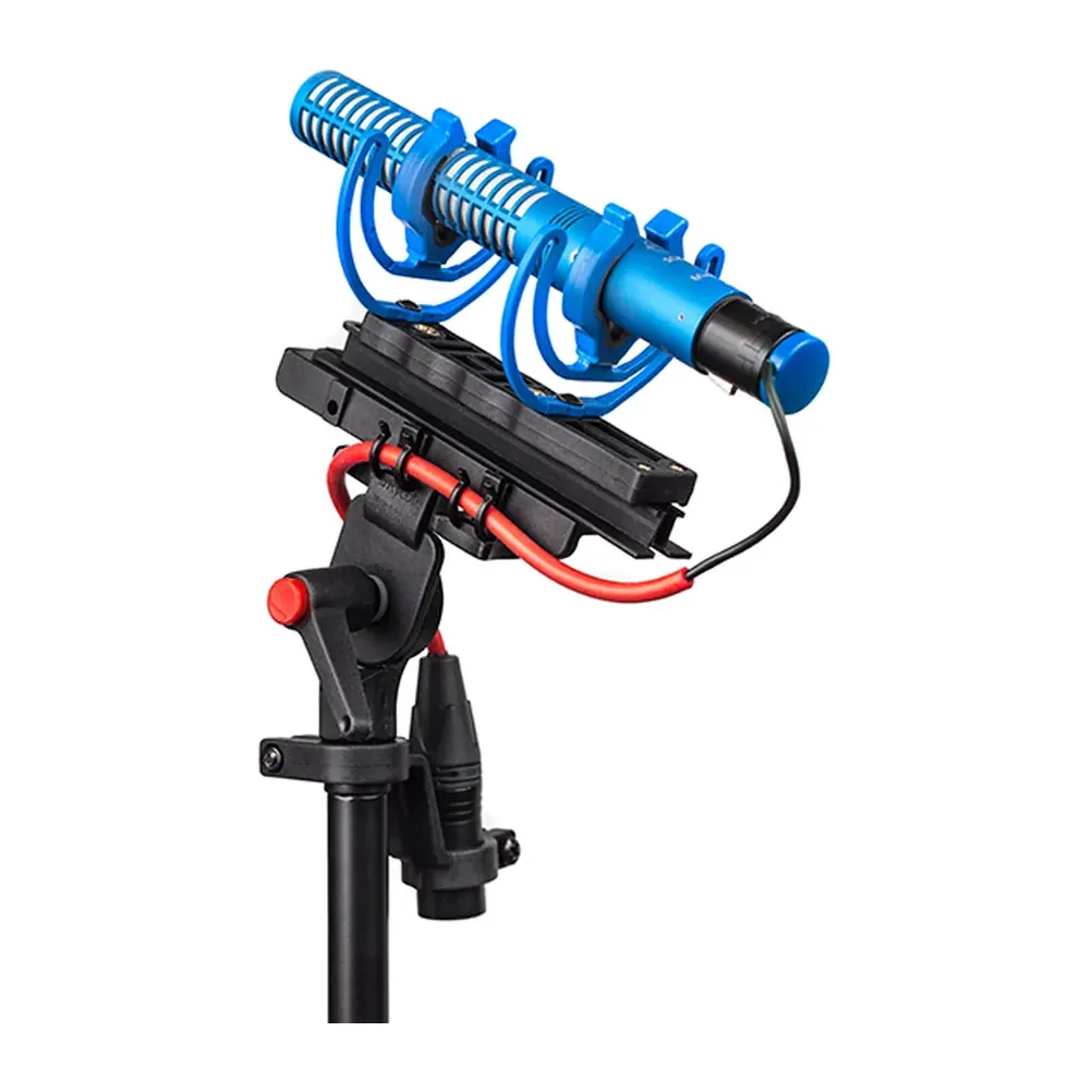 Rycote MiniCMIT Modular Windshield Kit: A Schoeps MiniCMIT in the blue-Lyre suspension.