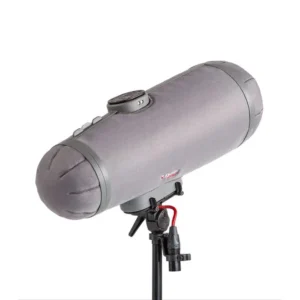 Rycote Cyclone Large Windshield Kit, the gray Cyclone Large windshield on a stand.
