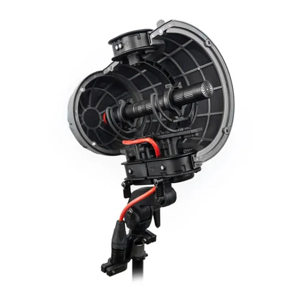 Rycote Cyclone Small XLR Windshield Kit: The Cyclone Small basket opened around the mic.