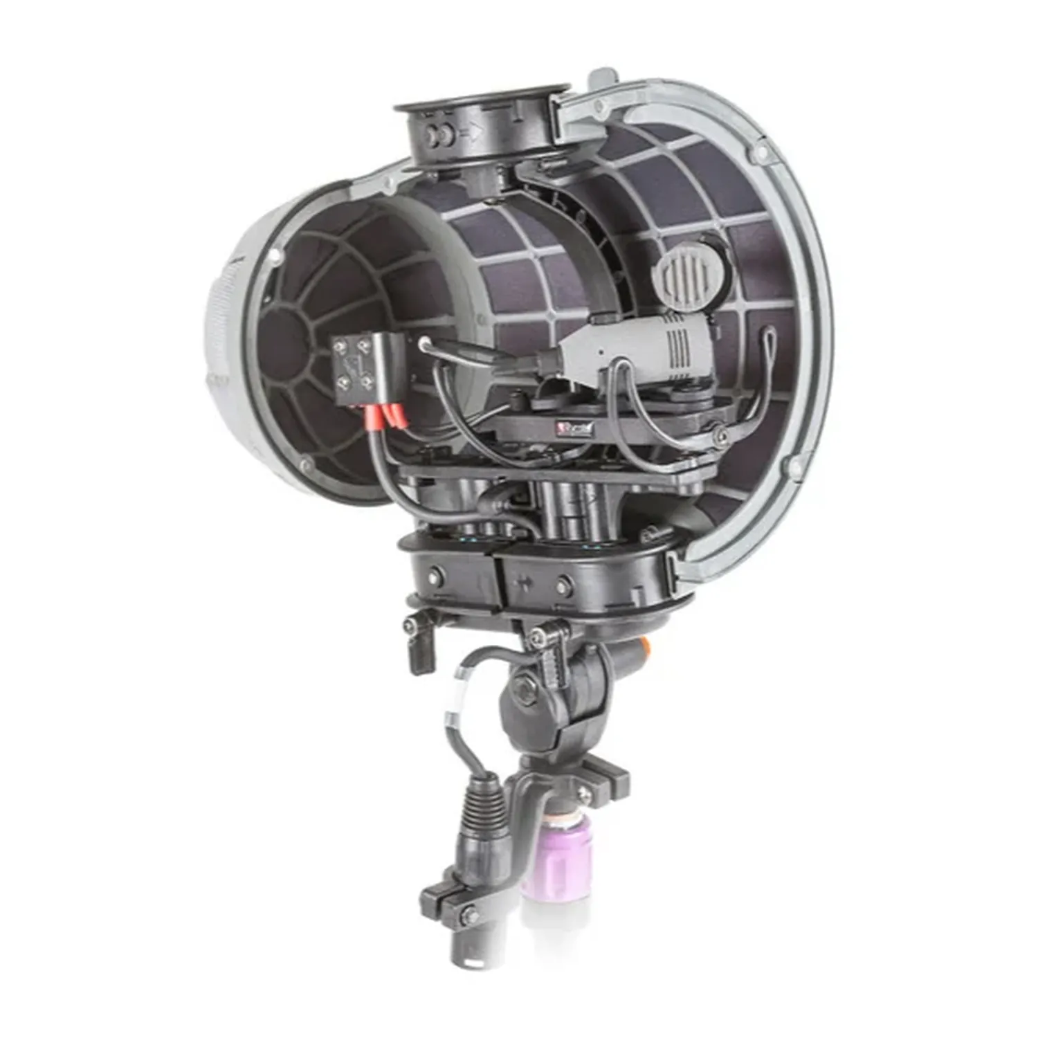 Rycote Stereo Cyclone Windshield Kit, XY Kit 2, with the basket open to show the suspension built for the CCM X/Y pair.