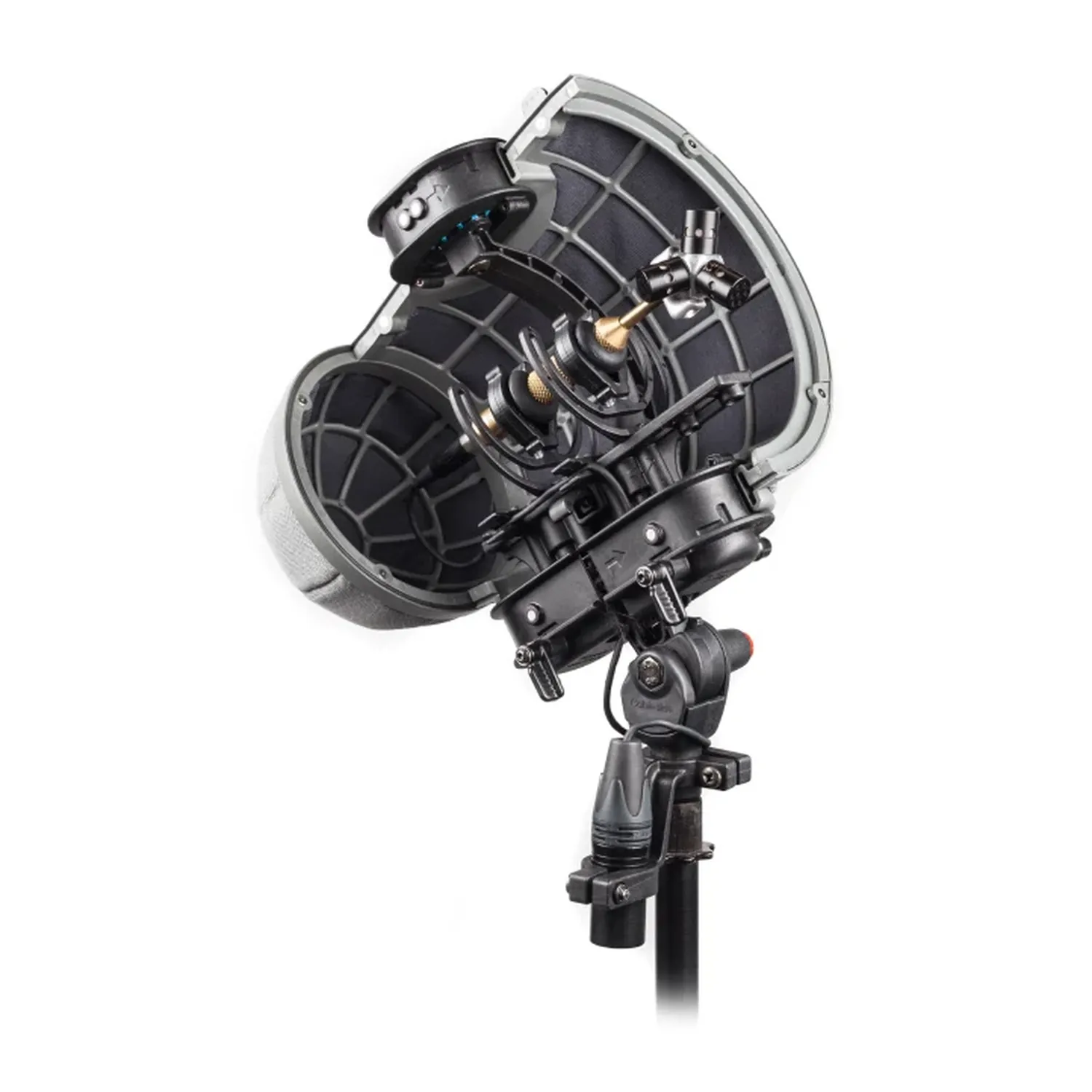 Rycote Stereo Cyclone Windshield Kit, Ambisonic 2, with the basket open to show the suspension built for the TetraMic.
