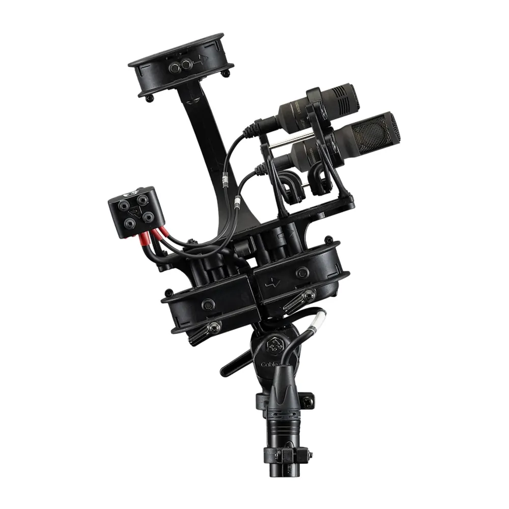 Rycote Stereo Cyclone MS Kit 17: The suspension and mics with the top mount fitted.