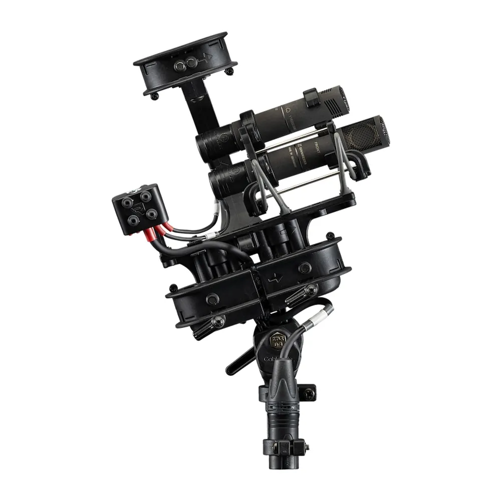 Rycote Stereo Cyclone MS Kit 18: The suspension and mics with the top mount fitted.