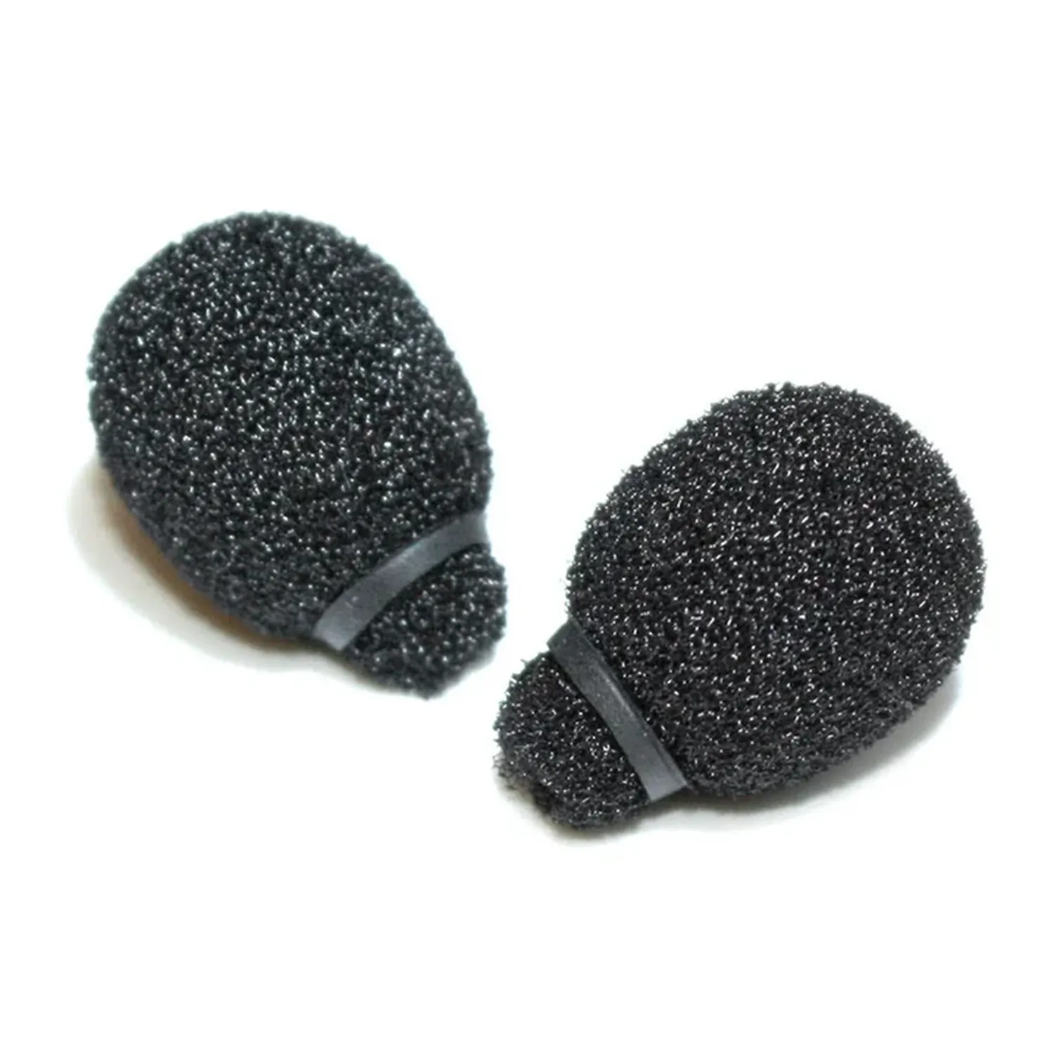 Rycote Miniature Lavalier Foam Windscreen (2-Pack), two black foams with tie bands.