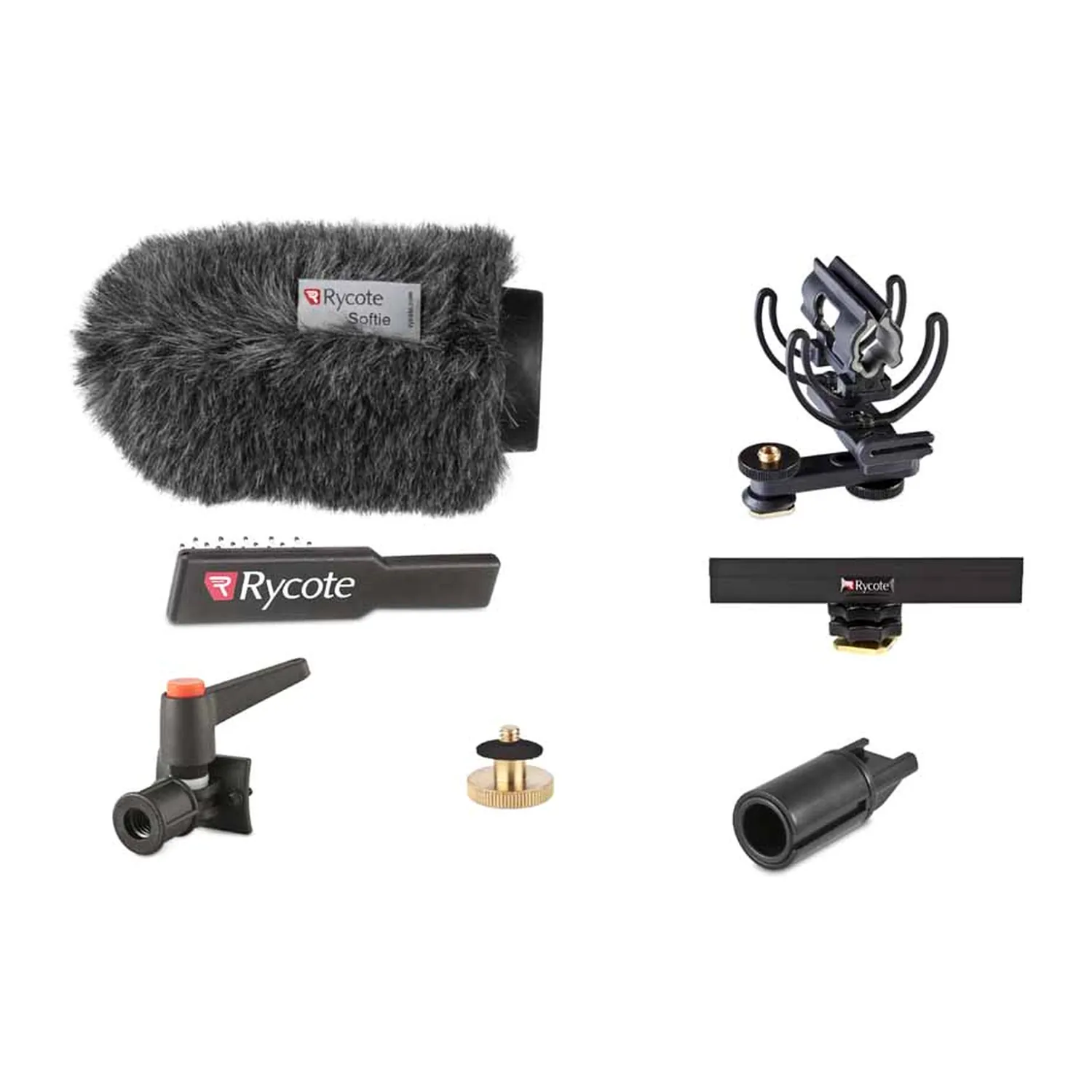 Rycote Classic-Softie Camera Kit - 12 cm (19/22 mm): The 12 cm Classic-Softie Camera Kit parts laid out.