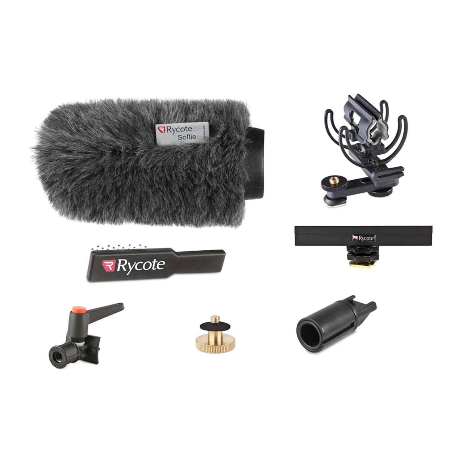 Rycote Classic-Softie Camera Kit - 15 cm (19/22 mm): The 15 cm Classic-Softie Camera Kit parts laid out.